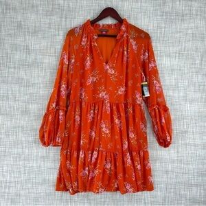 Vince Camuto Orange Floral Mini Dress